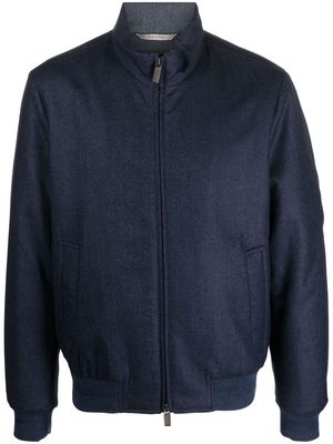 Canali high-neck wool bomber jacket - Blue