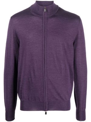 Canali high-neck zip-up jumper - Purple
