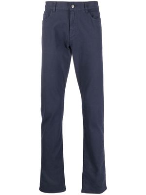 Canali high-rise fitted chinos - Blue