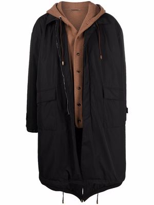 Canali hooded 3 in 1 parka - Black