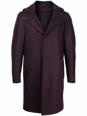Canali hooded single-breasted coat - Red