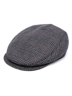 Canali houndstooth-patterned wool beret - Blue