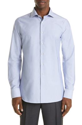 Canali Impeccable Cotton Button-Up Shirt in Blue