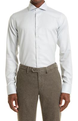 Canali Impeccable Cotton Button-Up Shirt in Light Blue