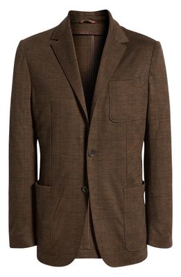 Canali Impeccable Plaid Wool Blend Jersey Sport Coat in Brown