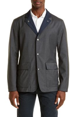 Canali Impeccable Reversible Wool Sport Coat in Grey