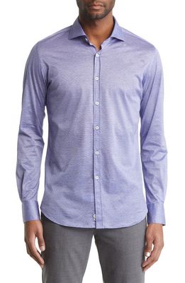 Canali Jersey Button-Up Shirt in Blue