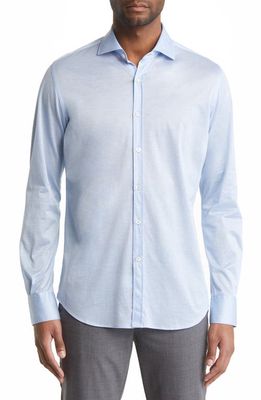 Canali Jersey Button-Up Shirt in Light Blue
