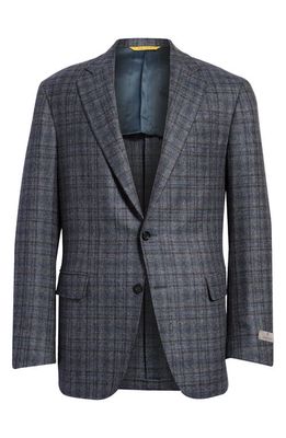 Canali Kei Plaid Wool Sport Coat in Blue/Grey