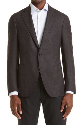 Canali Kei Textured Neat Classic Fit Wool Blazer in Brown