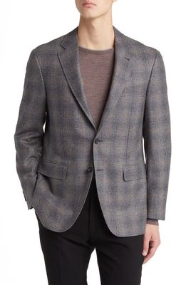 Canali Kei Trim Fit Plaid Wool Sport Coat in Grey