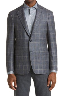 Canali Kei Windowpane Wool Blend Sport Coat in Grey