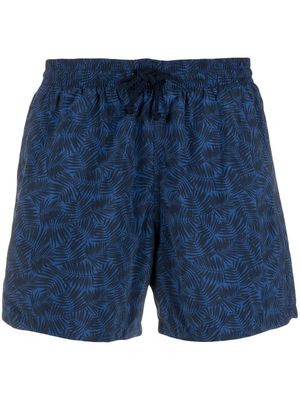 Canali leaf print swim shorts - Blue