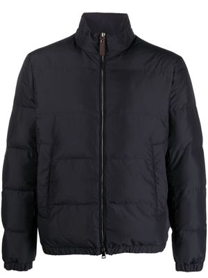Canali leather-tag padded jacket - Blue