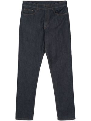 Canali logo-patch mid-rise jeans - Blue