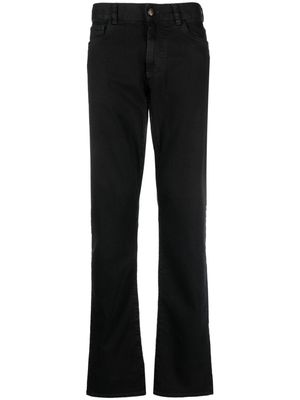 Canali logo-patch slim-fit trousers - Black