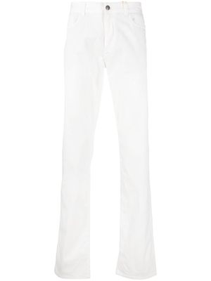 Canali logo-patch slim-fit trousers - White