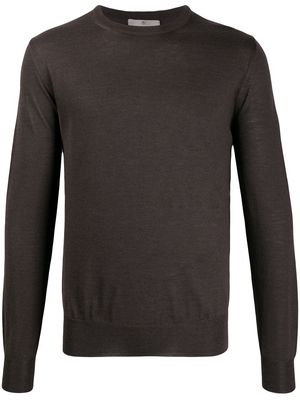 Canali long-sleeve fitted sweater - Brown