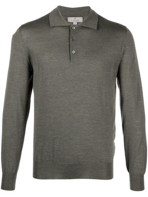 CANALI long-sleeved merino wool polo shirt - Green