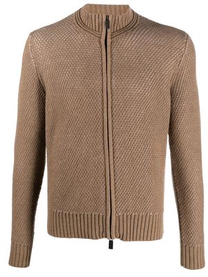 Canali Maglia zipped knitted cardigan - Brown