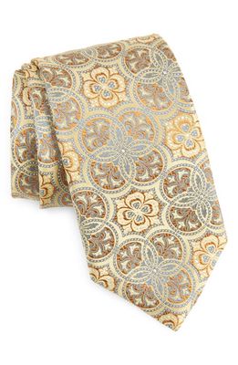 Canali Medallion Silk Tie in Beige/Gold