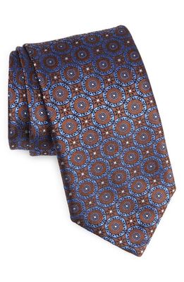 Canali Medallion Silk Tie in Brown/Blue