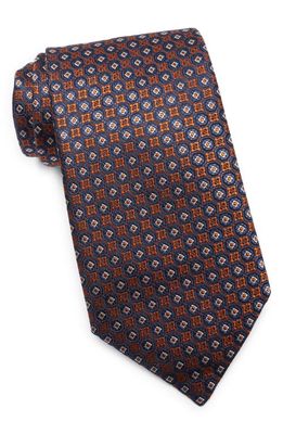 Canali Medallion Silk Tie in Orange/Blue