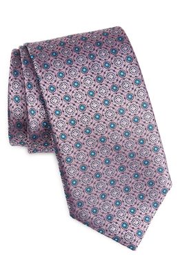 Canali Medallion XL Silk Tie in Pink
