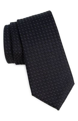 Canali Micro Floral Silk Tie in Navy
