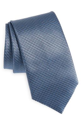 Canali Micro Pattern Silk Tie in Blue