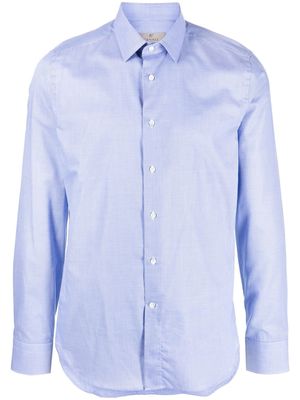 Canali micro-print cotton shirt - Blue