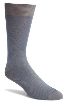 Canali Micro Zigzag Cotton Dress Socks in Blue