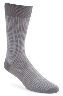 Canali Microcheck Cotton Dress Socks in Grey