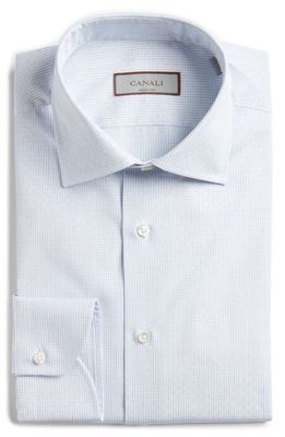 Canali Microdot Fancy Dress Shirt in White/Blue