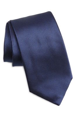 Canali Micropattern Silk Tie in Dark Blue