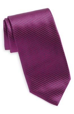 Canali Micropattern Silk Tie in Dark Pink
