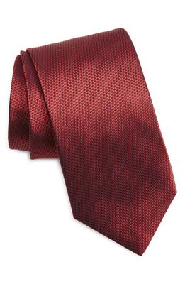 Canali Micropattern Silk Tie in Red