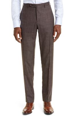 Canali Milano Solid Wool Blend Flat Front Dress Pants in Dark Brown