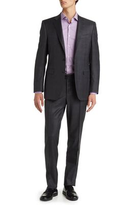 Canali Milano Trim Fit Plaid Wool Suit in Charcoal