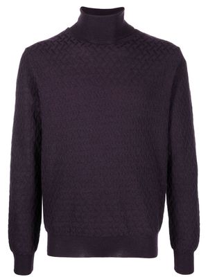 Canali monogram-pattern roll neck sweater - Purple