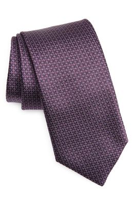 Canali Neat Geometric Silk Tie in Purple