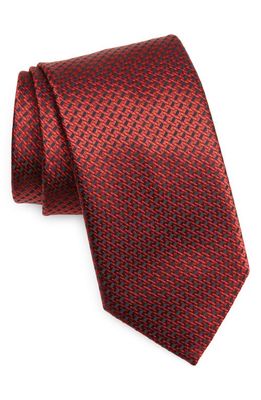 Canali Neat Silk Tie in Grey/Red