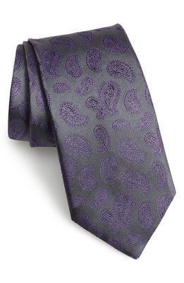 Canali Paisley Silk Tie in Charcoal