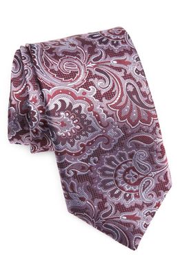 Canali Paisley Silk Tie in Dark Pink/Red