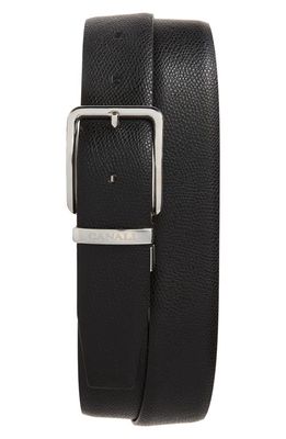 Canali Pebbled Leather Belt in Black
