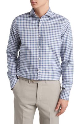 Canali Plaid Button-Up Shirt in Blue