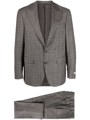 Canali plaid-check single-breasted wool suit - Brown