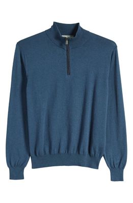 Canali Quarter Zip Mock Neck Sweater in Blue