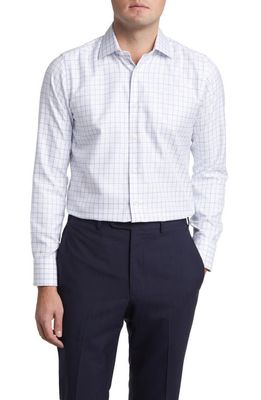 Canali Regular Fit Check Cotton Jacquard Dress Shirt in White