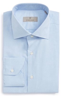 Canali Regular Fit Check Dress Shirt in Light Blue